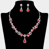 Teardrop Pendant Flower Pointed Rhinestone Paved Necklace - Madeline Love - Flyclothing LLC