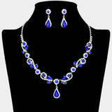 Teardrop Pendant Flower Pointed Rhinestone Paved Necklace - Madeline Love - Flyclothing LLC