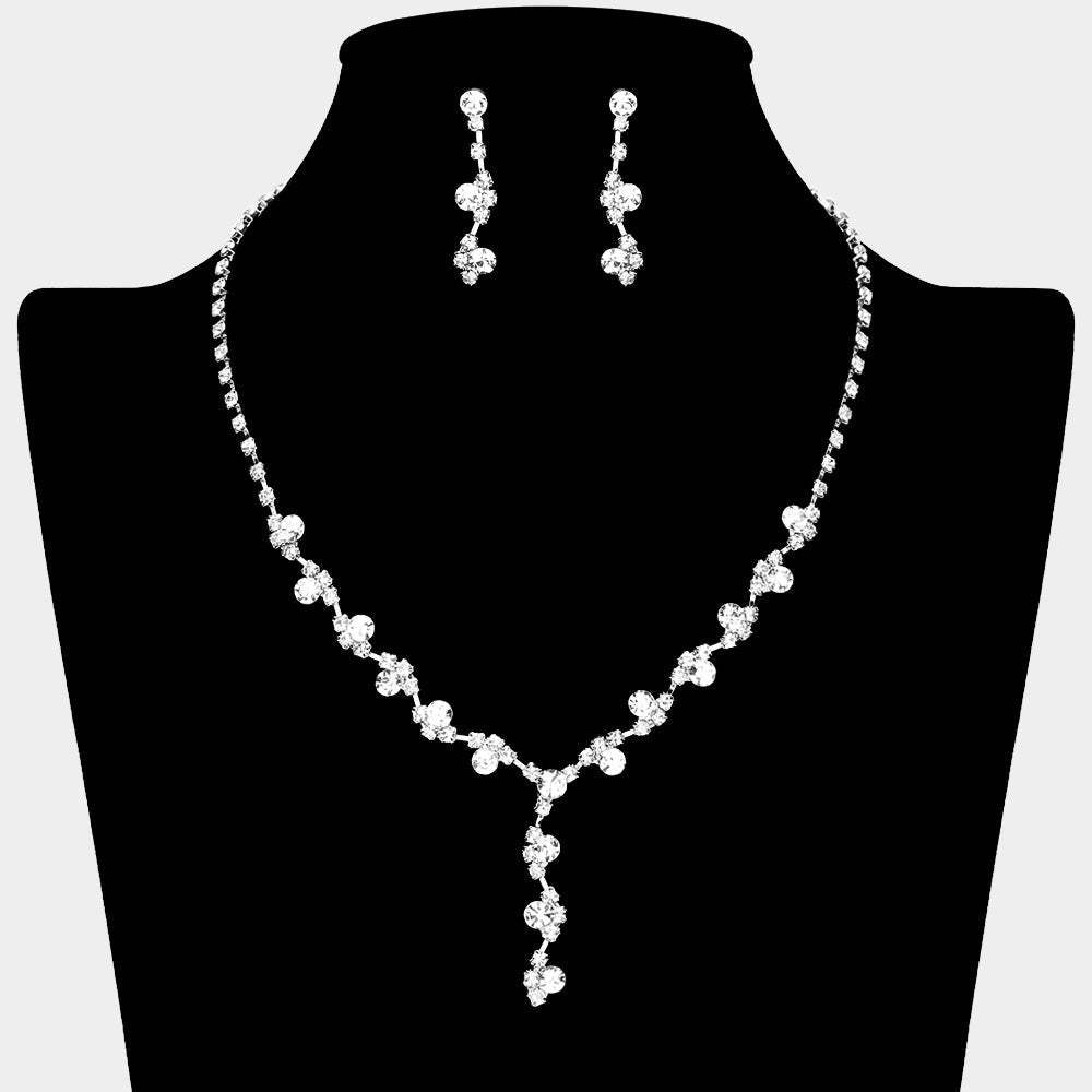 Floral Vine Lariat Rhinestone Paved Necklace - Madeline Love - Flyclothing LLC