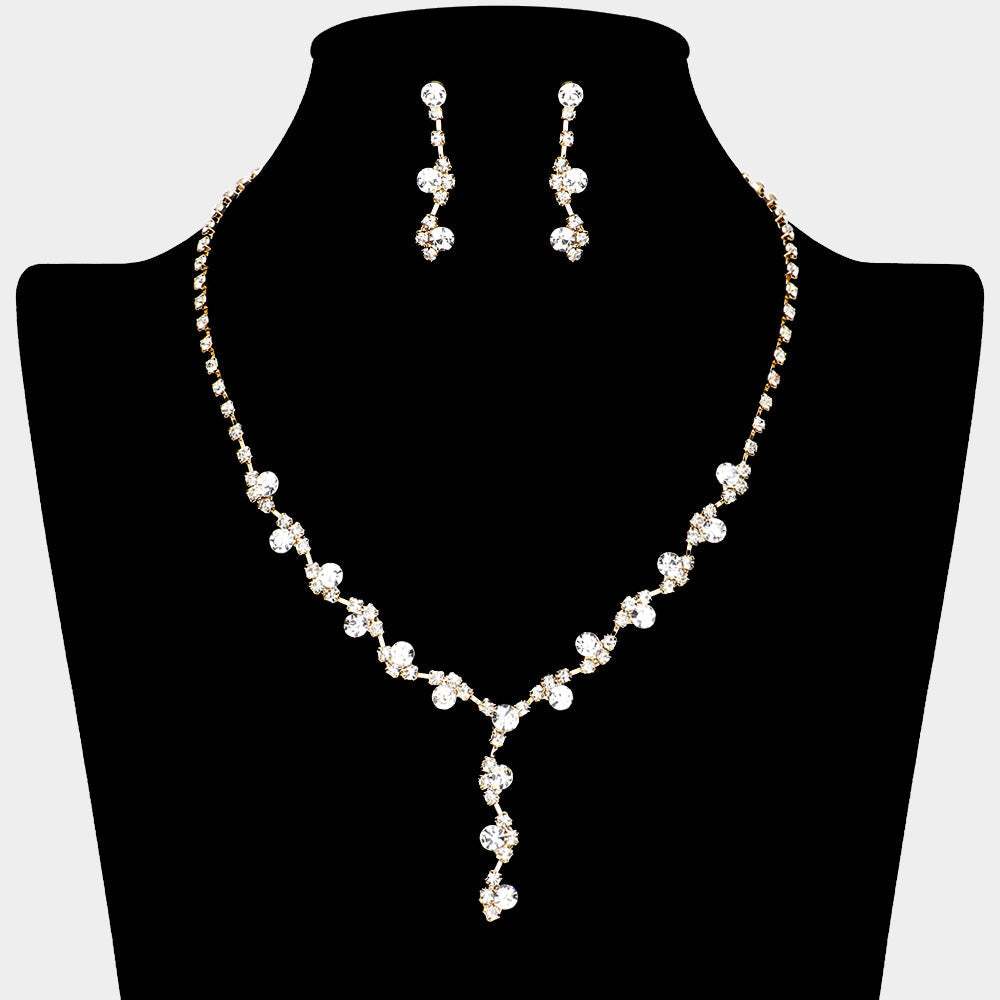 Floral Vine Lariat Rhinestone Paved Necklace - Madeline Love - Flyclothing LLC
