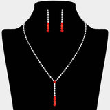 Round Stone Accented Rhinestone Paved Y Necklace - Madeline Love - Flyclothing LLC