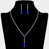 Round Stone Accented Rhinestone Paved Y Necklace - Madeline Love - Flyclothing LLC
