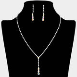 Round Stone Accented Rhinestone Paved Y Necklace - Madeline Love - Flyclothing LLC