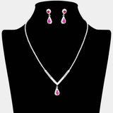 Teardrop Stone Pointed Pendant Rhinestone Paved Necklace - Madeline Love - Flyclothing LLC