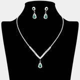 Teardrop Stone Pointed Pendant Rhinestone Paved Necklace - Madeline Love - Flyclothing LLC