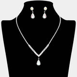 Teardrop Stone Pointed Pendant Rhinestone Paved Necklace - Madeline Love - Flyclothing LLC