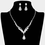Teardrop Stone Pointed Pearl Rhinestone Paved Necklace - Madeline Love - Flyclothing LLC