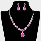 Teardrop Stone Pointed Flower Rhinestone Paved Necklace - Madeline Love - Flyclothing LLC
