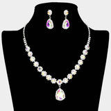 Teardrop Stone Pointed Flower Rhinestone Paved Necklace - Madeline Love - Flyclothing LLC