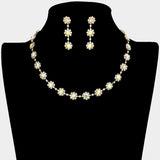 Floral Crystal Rhinestone Collar Necklace