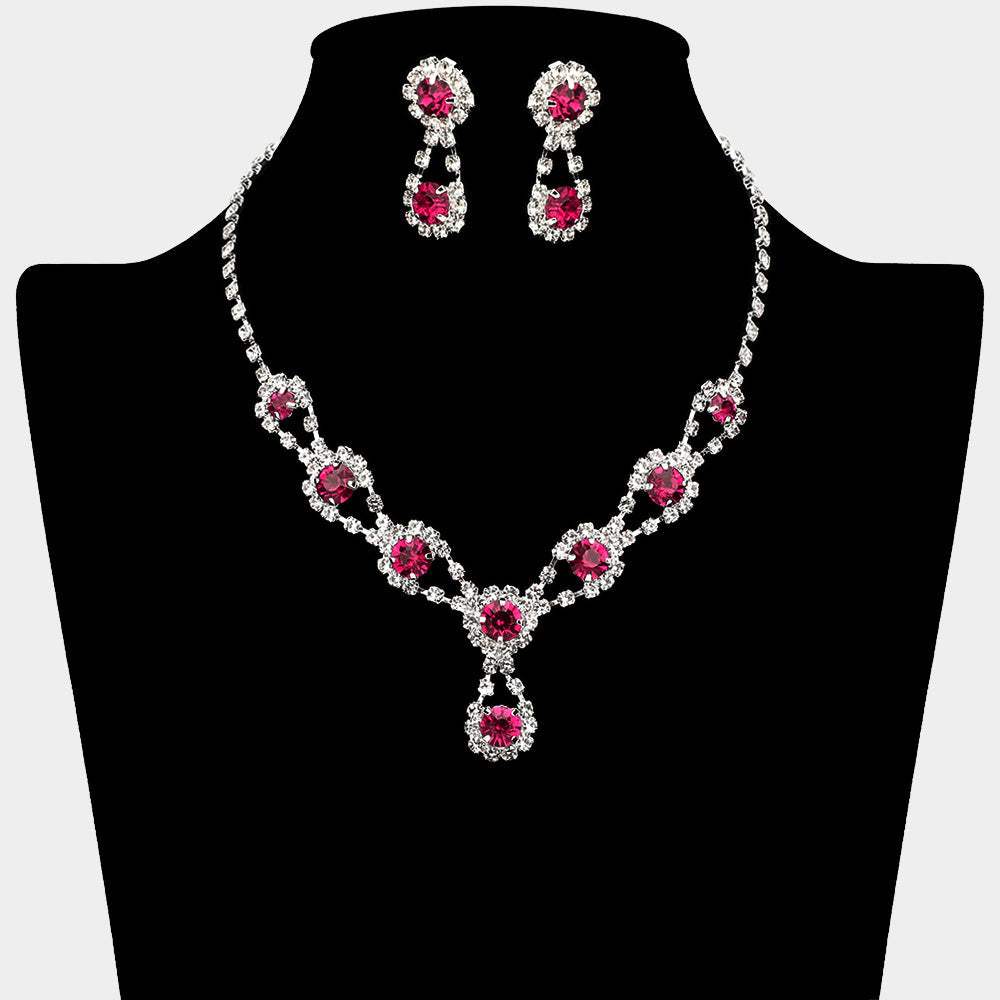 Round Crystal Vine Rhinestone Bib Drop Necklace - Madeline Love - Flyclothing LLC