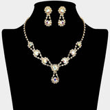Round Crystal Vine Rhinestone Bib Drop Necklace - Madeline Love - Flyclothing LLC