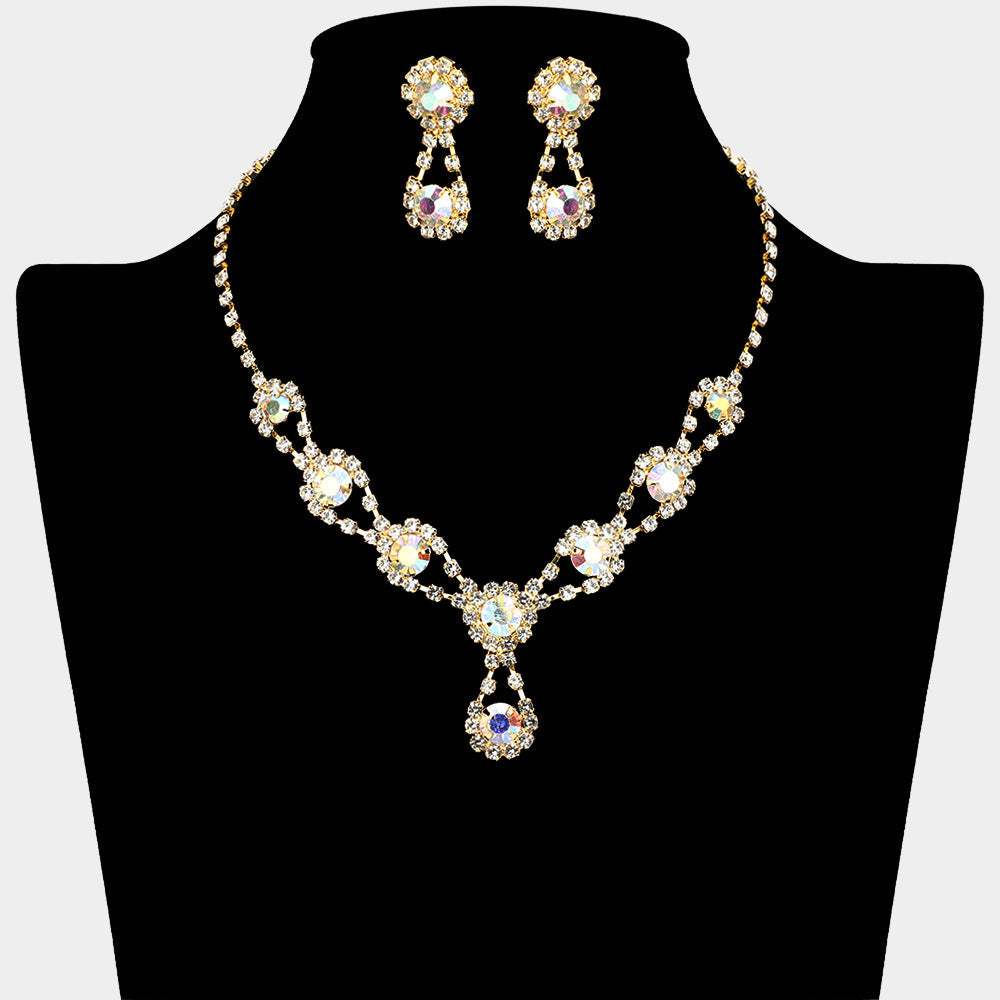 Round Crystal Vine Rhinestone Bib Drop Necklace - Madeline Love - Flyclothing LLC