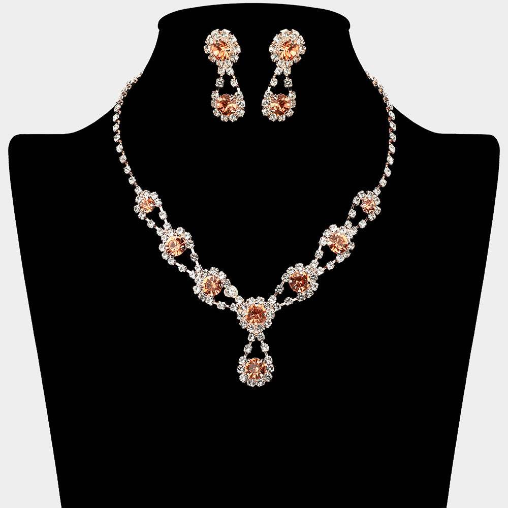 Round Crystal Vine Rhinestone Bib Drop Necklace - Madeline Love - Flyclothing LLC
