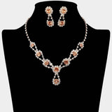 Round Crystal Vine Rhinestone Bib Drop Necklace - Madeline Love - Flyclothing LLC