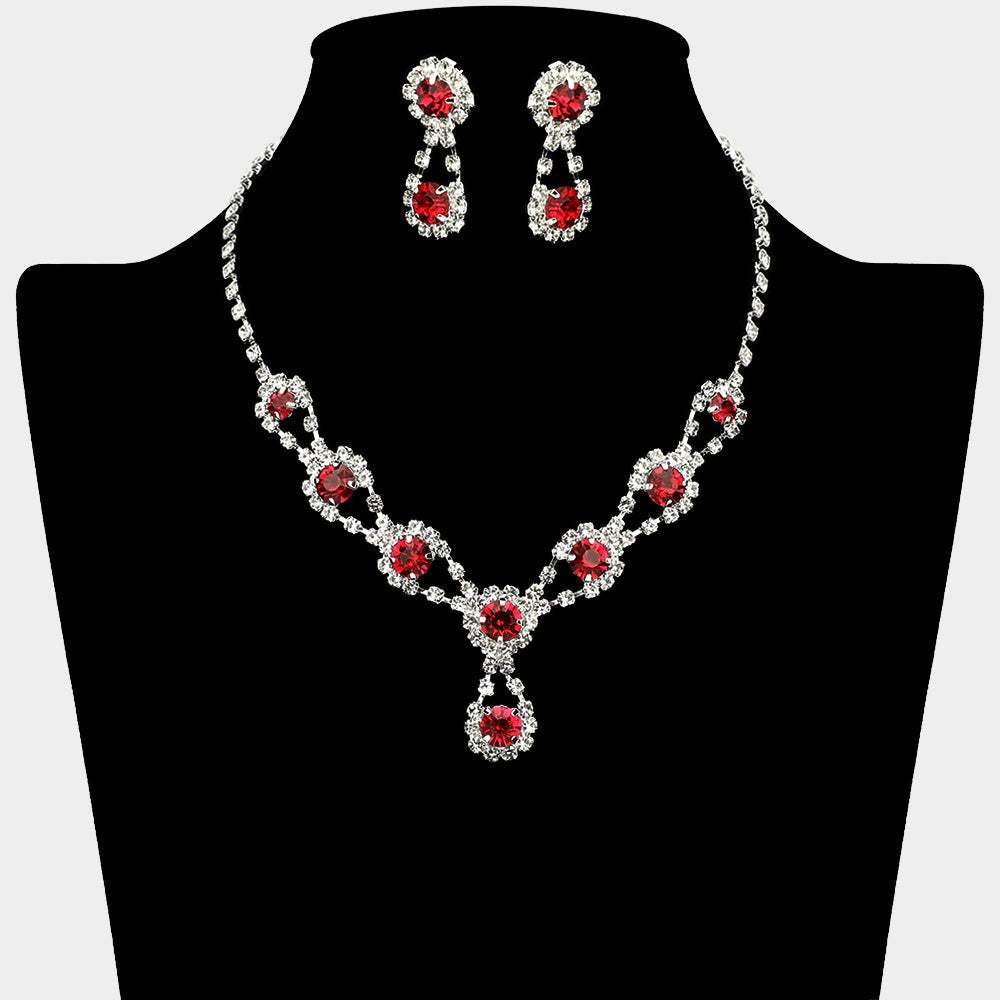 Round Crystal Vine Rhinestone Bib Drop Necklace - Madeline Love - Flyclothing LLC