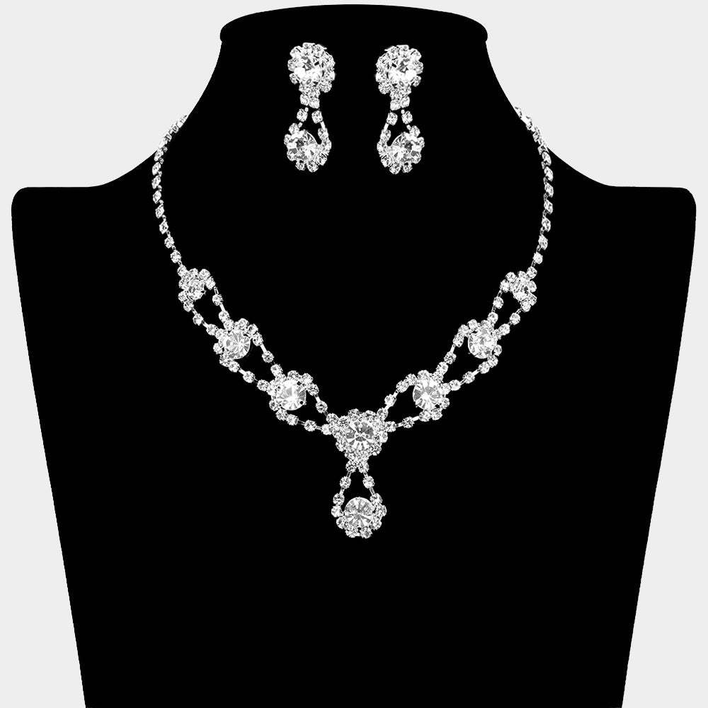 Round Crystal Vine Rhinestone Bib Drop Necklace - Madeline Love - Flyclothing LLC