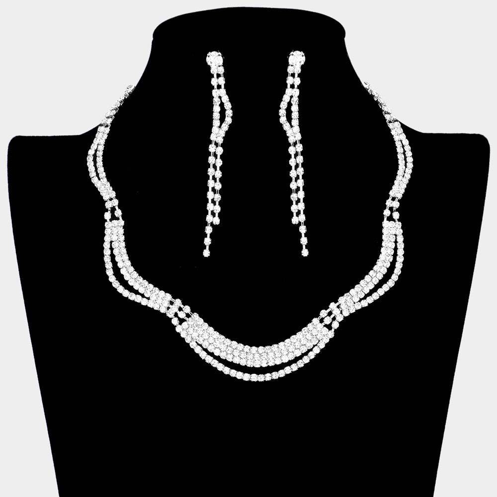 Wavy Rhinestone Necklace - Madeline Love - Flyclothing LLC