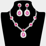 Teardrop Accented Rhinestone Necklace - Madeline Love - Flyclothing LLC