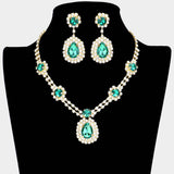 Teardrop Accented Rhinestone Necklace - Madeline Love - Flyclothing LLC
