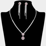 Round CZ Stone Cluster Pointed Rhinestone Paved Necklace - Madeline Love - Flyclothing LLC
