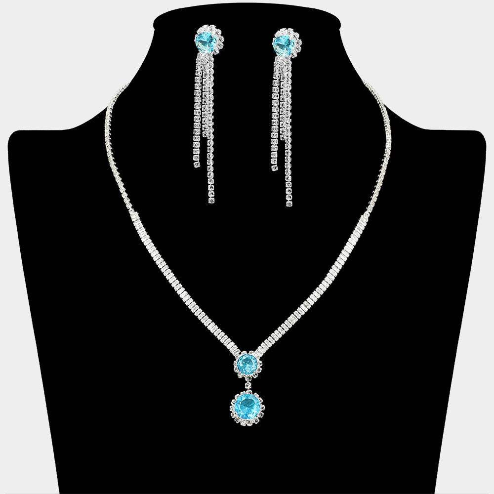 Round CZ Stone Cluster Pointed Rhinestone Paved Necklace - Madeline Love - Flyclothing LLC