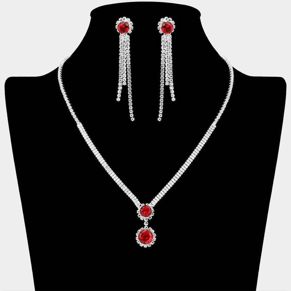 Round CZ Stone Cluster Pointed Rhinestone Paved Necklace - Madeline Love - Flyclothing LLC