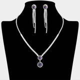 Round CZ Stone Cluster Pointed Rhinestone Paved Necklace - Madeline Love - Flyclothing LLC