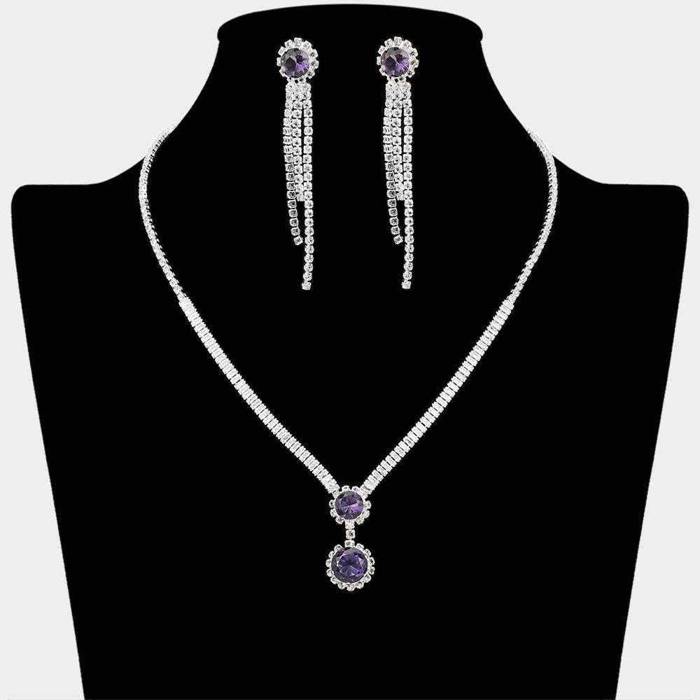 Round CZ Stone Cluster Pointed Rhinestone Paved Necklace - Madeline Love - Flyclothing LLC