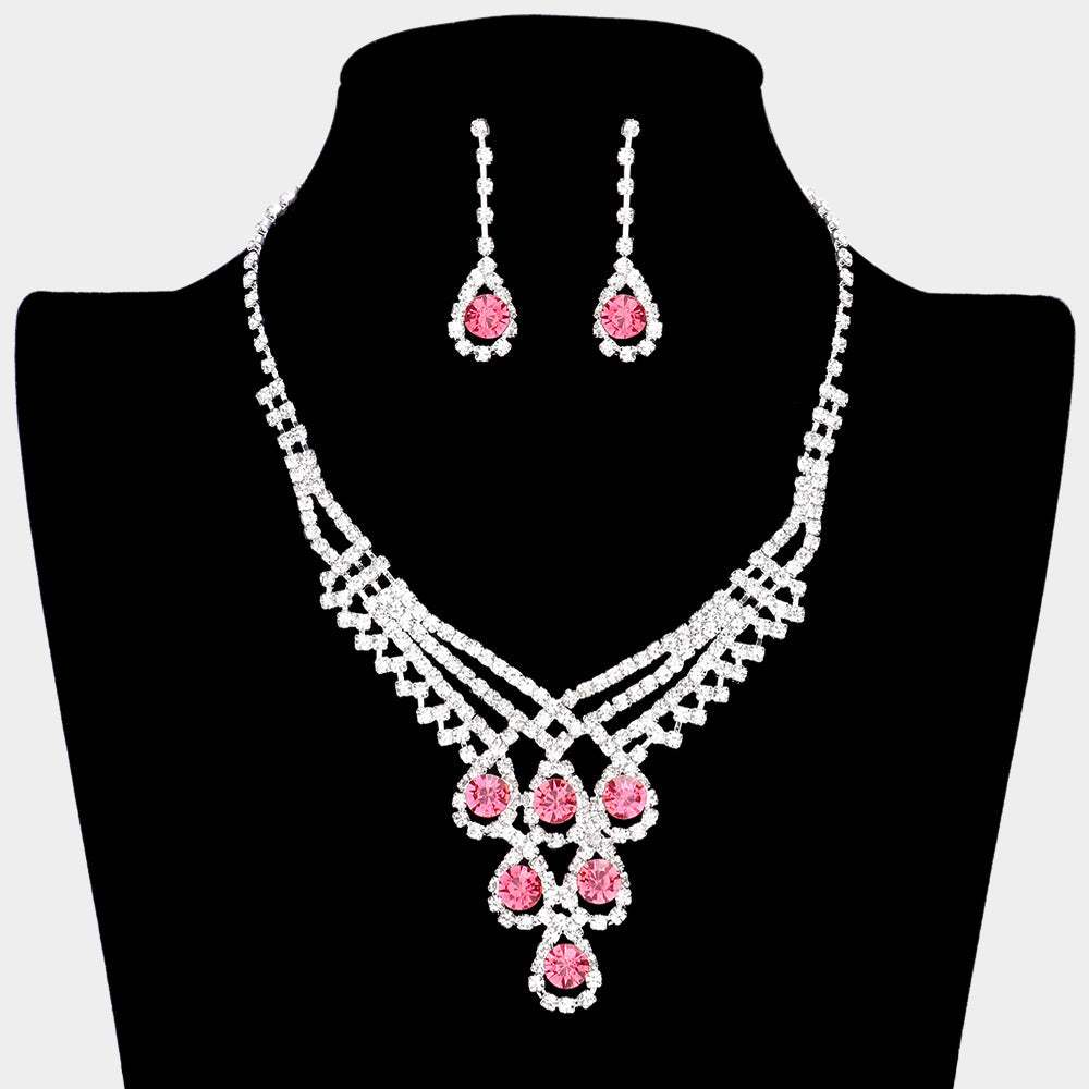 Crystal Rhinestone Teardrop Glass Necklace - Madeline Love - Flyclothing LLC