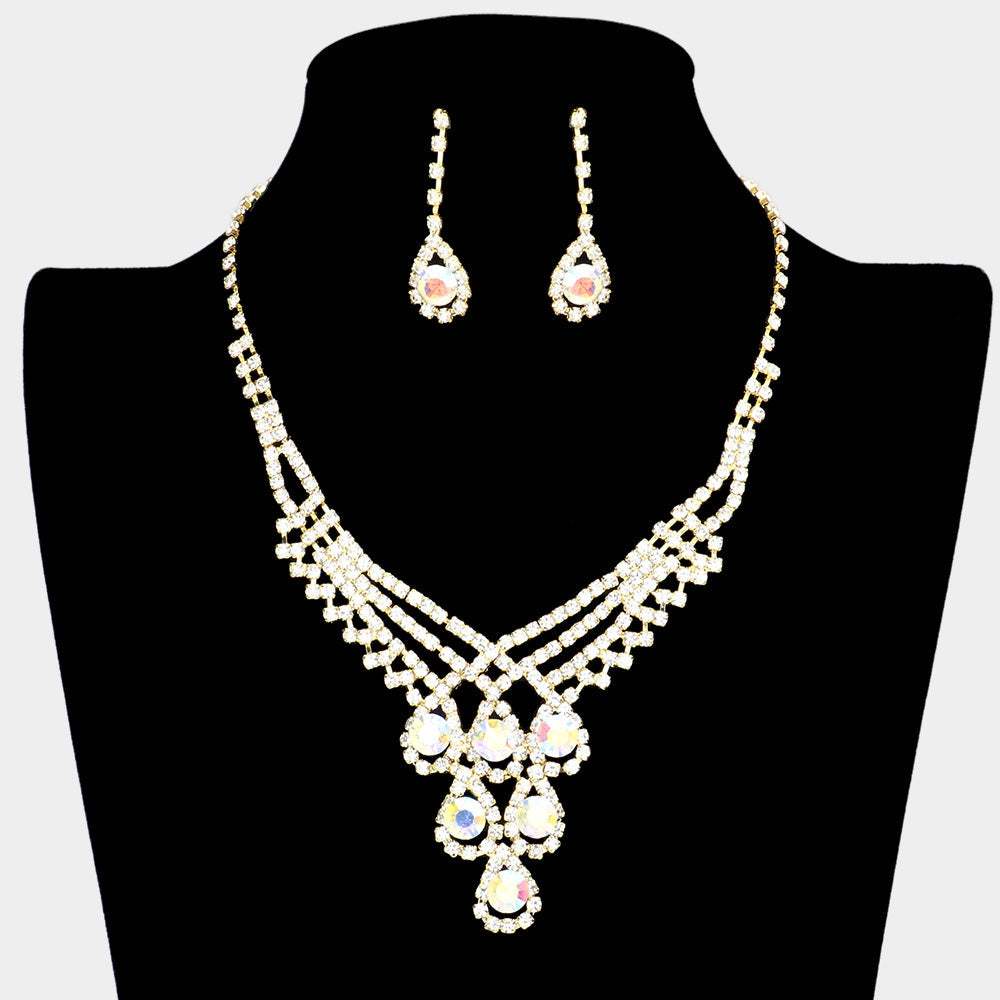Crystal Rhinestone Teardrop Glass Necklace - Madeline Love - Flyclothing LLC