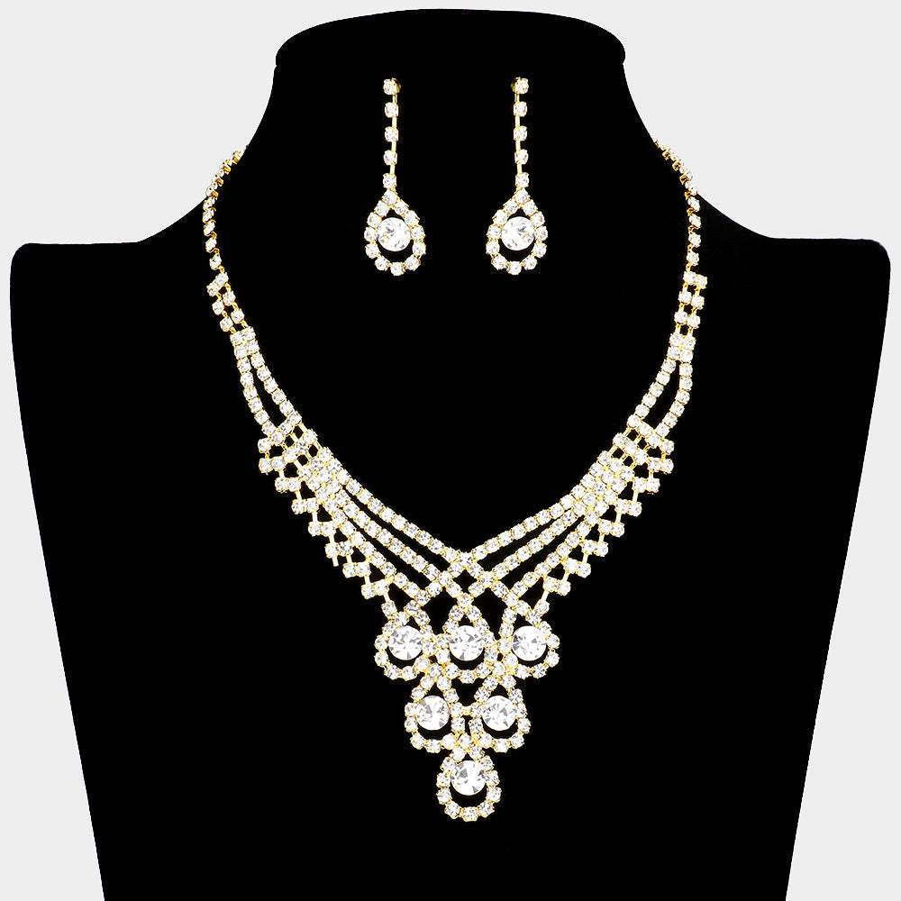Crystal Rhinestone Teardrop Glass Necklace - Madeline Love - Flyclothing LLC