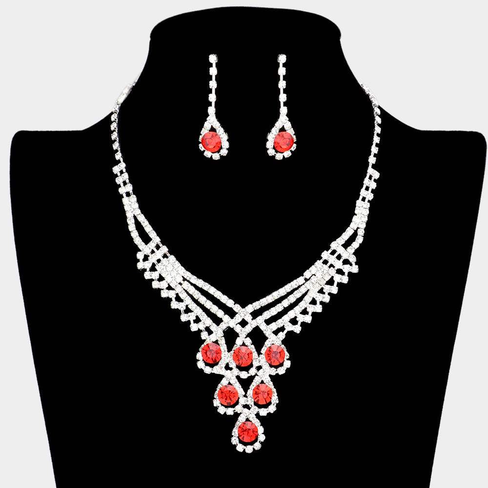 Crystal Rhinestone Teardrop Glass Necklace - Madeline Love - Flyclothing LLC