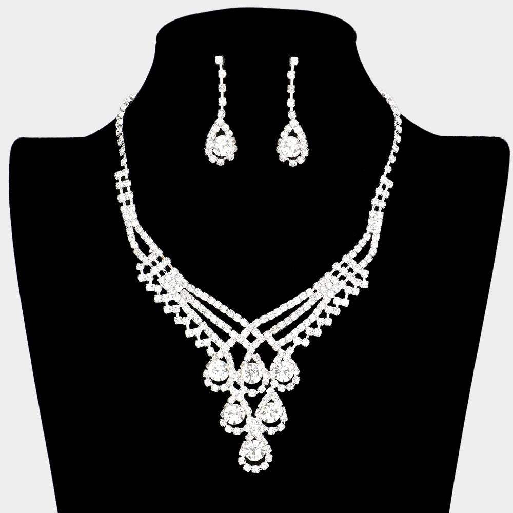 Crystal Rhinestone Teardrop Glass Necklace - Madeline Love - Flyclothing LLC