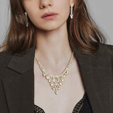 Teardrop Cluster Rhinestone Necklace - Madeline Love - Flyclothing LLC