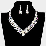 Round Teardrop Stone V Shaped Rhinestone Necklace - Madeline Love - Flyclothing LLC