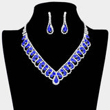 Round Teardrop Stone V Shaped Rhinestone Necklace - Madeline Love - Flyclothing LLC