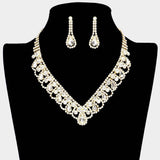 Round Teardrop Stone V Shaped Rhinestone Necklace - Madeline Love - Flyclothing LLC