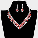 Round Teardrop Stone V Shaped Rhinestone Necklace - Madeline Love - Flyclothing LLC