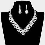 Round Teardrop Stone V Shaped Rhinestone Necklace - Madeline Love - Flyclothing LLC