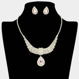 Teardrop Stone Pointed Rhinestone Paved U Shaped Necklace - Madeline Love - Flyclothing LLC