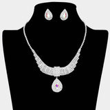 Teardrop Stone Pointed Rhinestone Paved U Shaped Necklace - Madeline Love - Flyclothing LLC