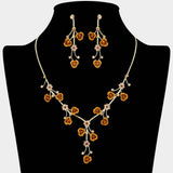 Rhinestone Embellished Rose Flower Cluster Vine Necklace - Madeline Love - Flyclothing LLC