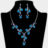 Rhinestone Embellished Rose Flower Cluster Vine Necklace - Madeline Love - Flyclothing LLC