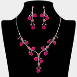 Rhinestone Embellished Rose Flower Cluster Vine Necklace - Madeline Love - Flyclothing LLC