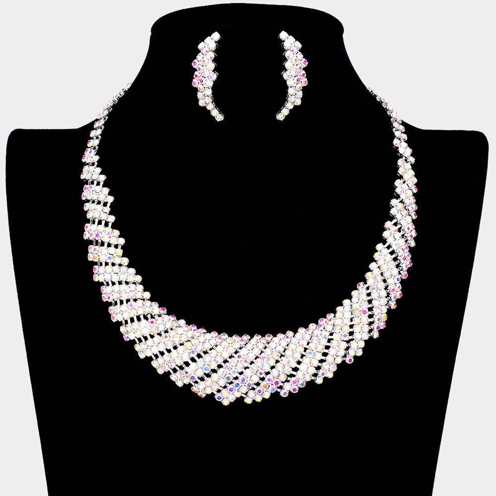 Crystal Rhinestone Round Collar Necklace - Madeline Love - Flyclothing LLC
