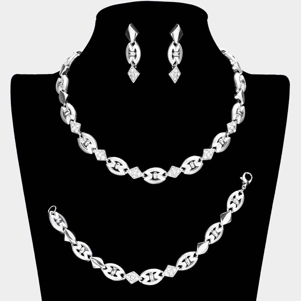 Rhinestone Necklace Jewelry Set - Madeline Love - Flyclothing LLC