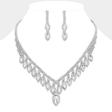 Marquise Stone Fringe Rhinestone Paved Necklace - Madeline Love - Flyclothing LLC