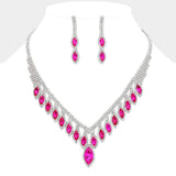 Marquise Stone Fringe Rhinestone Paved Necklace - Madeline Love - Flyclothing LLC