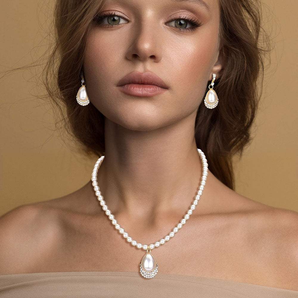 Teardrop Pendant Pearl Strand Necklace - Madeline Love - Flyclothing LLC